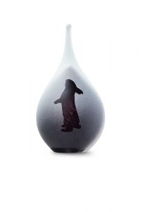 Frosted teardrop glass mini urn 'Standing bunny' in several colors