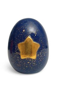 Handmade keepsake urn for cremation ashes with gold colored star