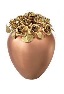 Copper cremation urn with roses