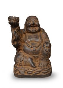 Laughing Buddha urn Bronze with candle holder