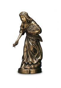 Memorial Statue of Girl with Flowers in Bronze