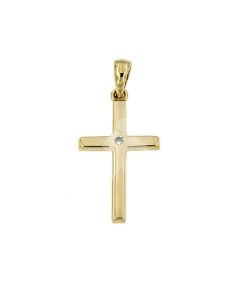 14 carat yellow gold memorial pendant 'Cross' with zirconia