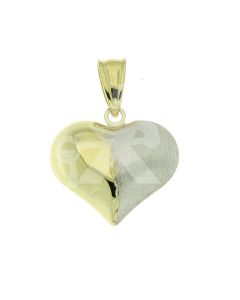 14 carat bicolor gold memorial pendant 'Heart' matte and glossy