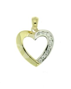 14 carat bicolor gold heart shaped memorial pendant with zirconia