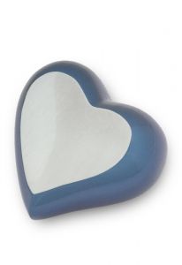 Heart shaped cremation ashes keepsake urn blue
