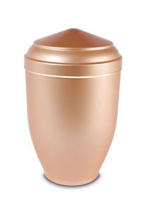 Metal cremation ash urn apricot and mother of pearl wit gold colored strap