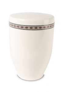 Metal urn 'Modern tree' cream white with strap