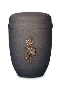 Matt black steel cremation ashes urn 'Rose'