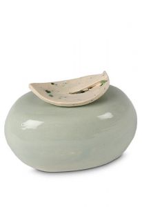 Ceramic keepsake urn 'Lily' grey green