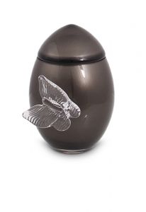 Antracite glass keepsake urn with butterfly