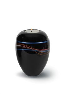 Fibreglass keepsake funeral urn 'Odine' with candle holder and blue strap