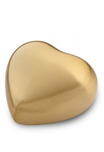 Gold colored brass keepsake urn 'Satin heart'