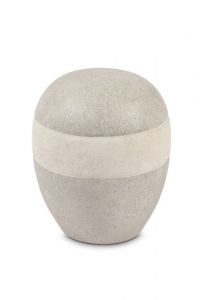 Porcelain mini urn for ashes 'Planet' tortora-cream
