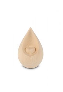 Keepsake urn for ashes Teardop with heart natural pine