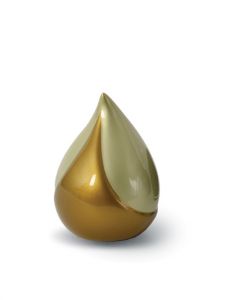 Fibreglass keepsake funeral urn 'Teardrop' gold