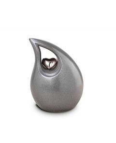 Ceramic keepsake urn silver-colored heart