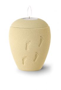 Candle holder keepsake urn 'Footprints in the sand'