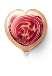 Heart shaped glass keepsake urn rose-beige mixed