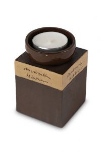 Candle holder keepsake urn for ashes | brown