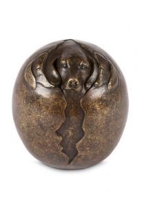 Bronze keepsake urn dog 'Always with me'