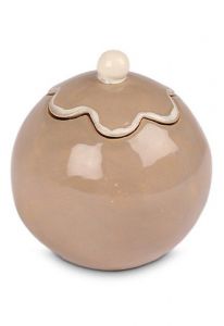 Ceramic keepsake urn 'Flower' coffee brown