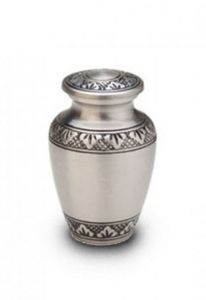 Silver colored brass keepsake urn