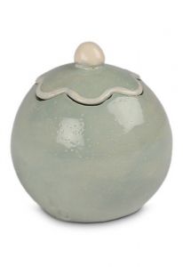 Ceramic keepsake urn 'Flower' grey green