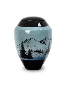 Fiberglass cremation urn for ashes 'Mountain landscape'