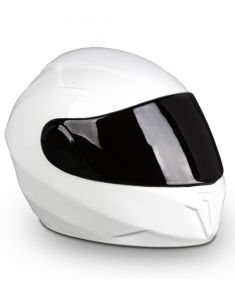 Motorcycle helmet cremation urn white