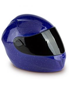 Motorcycle helmet urn for ashes blue