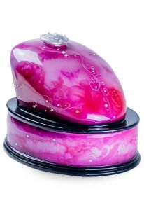 Handmade motorcycle gas tank urn for ashes 'Pink Rose'