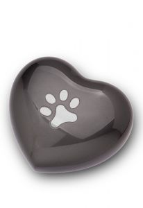 Heart shaped pet urn with pawprint
