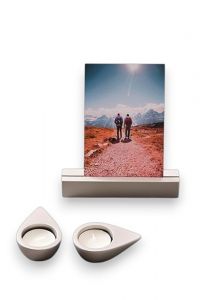 Memorialboxx with Photo Holder, Tealights, and Ash Container – Chrome