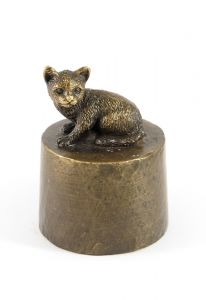 Cat small sitting urn bronzed