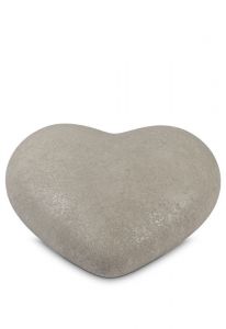 Semi-standing heart cremation urn for ashes - dark beige