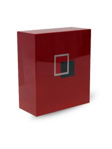 Red cremation urn for ashes 'Square' made form fiberglass