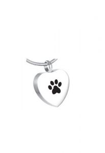 Stainless steel ash pendant 'Paw print'