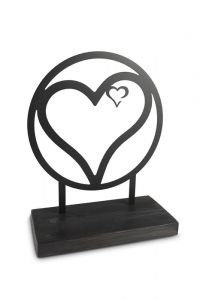 Sculpture urn for ashes 'Heart' with glass ash pearl