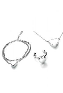 Cremation jewelry Set with Heart - Bracelet, Ring & Necklace