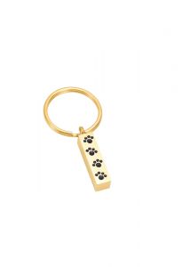 Keychain Cremation Ashes Urn Pendant 'Rod' with pawprints gilded