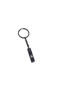 Keychain Cremation Ashes Urn Pendant 'Cylinder' with pawprint black