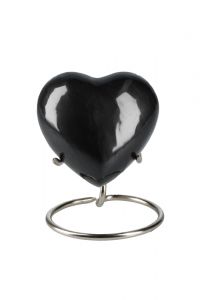 Small heart ashes urn 'Elegance' black pearlescent finish (stand included)