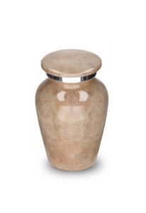 Small cremation urn for ashes 'Elegance' beige nature stone look