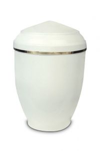 Whtite colored steel funeral urn
