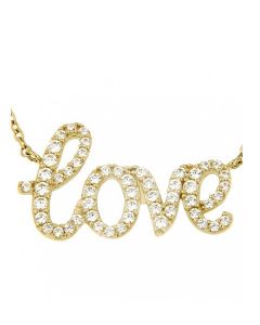 Symbol necklace 'Love' 14ct yellow gold with zirconia stones