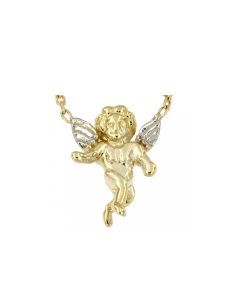 Symbol necklace 'Angel' 14ct bicolor gold