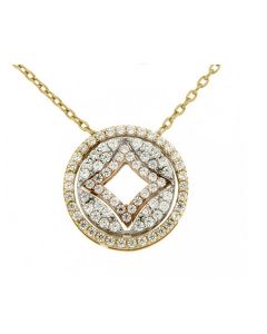 Necklace 'Circles' 14ct yellow-, white and rosé gold with zirconia stones
