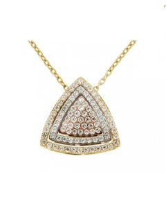 Necklace 'Triangle' 14ct yellow-, white and rosé gold with zirconia stones