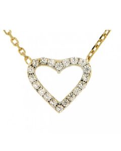 Symbol necklace 'Heart' (frontside white-, backside black zirconias)