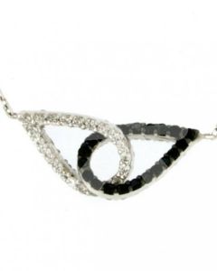 Symbol necklace 'Teardrops' 14ct white gold with white- and black zirconias